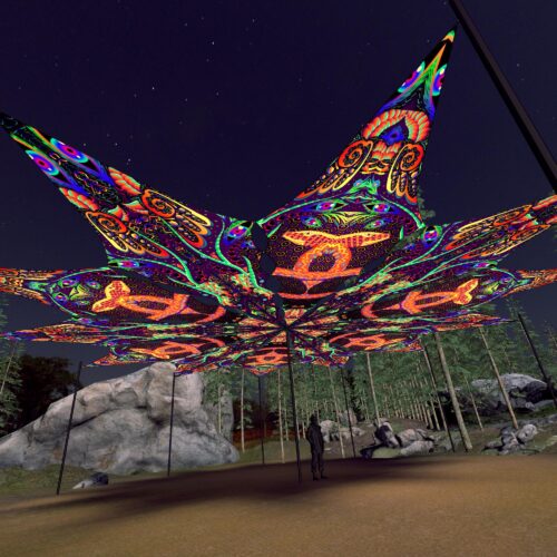 Jungle and Snakes - 12 Petals Canopy Set - UV-Reactive Flurescent Ceiling Decoration - 3D-Preview