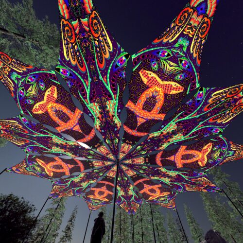 Jungle and Snakes - 12 Petals Canopy Set - UV-Reactive Flurescent Ceiling Decoration - 3D-Preview