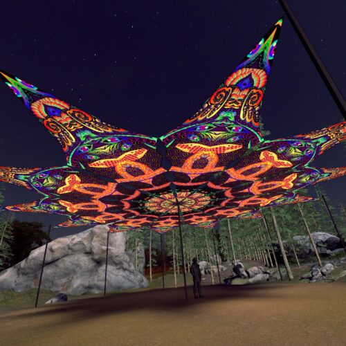 Snakes - 12 Petals Canopy Set - UV-Reactive Flurescent Ceiling Decoration - 3D-Preview