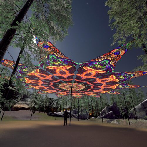 Snakes - 12 Petals Canopy Set - UV-Reactive Flurescent Ceiling Decoration - 3D-Preview