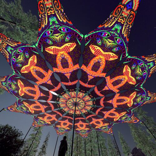 Snakes - 12 Petals Canopy Set - UV-Reactive Flurescent Ceiling Decoration - 3D-Preview