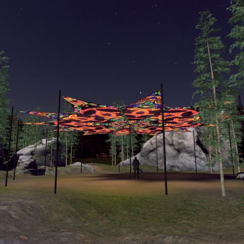 Snakes and Trippy Scales - 12 Petals Canopy Set - UV-Reactive Flurescent Ceiling Decoration - 3D-Preview