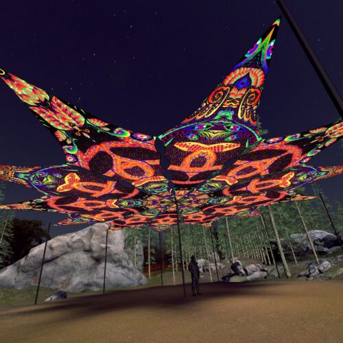 Snakes and Trippy Scales - 12 Petals Canopy Set - UV-Reactive Flurescent Ceiling Decoration - 3D-Preview