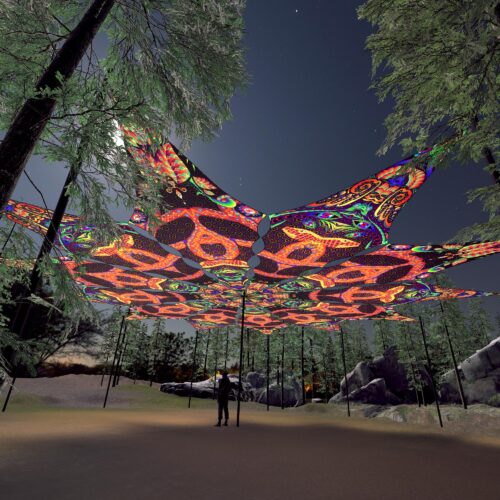 Snakes and Trippy Scales - 12 Petals Canopy Set - UV-Reactive Flurescent Ceiling Decoration - 3D-Preview