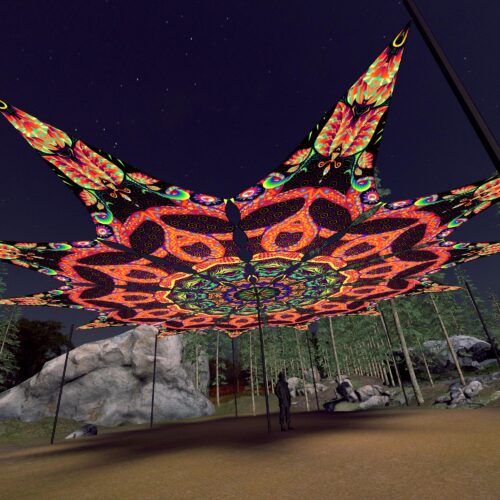 Trippy Scales - 12 Petals Canopy Set - UV-Reactive Flurescent Ceiling Decoration - 3D-Preview