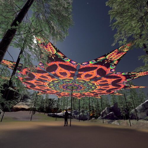 Trippy Scales - 12 Petals Canopy Set - UV-Reactive Flurescent Ceiling Decoration - 3D-Preview