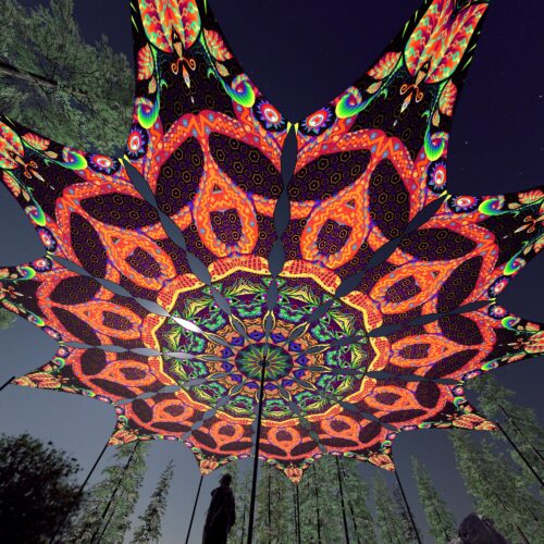 Trippy Scales - 12 Petals Canopy Set - UV-Reactive Flurescent Ceiling Decoration - 3D-Preview