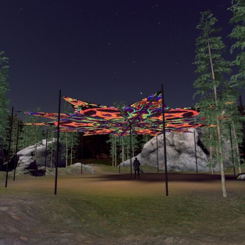 Trippy Scales and Jungle - 12 Petals Canopy Set - UV-Reactive Flurescent Ceiling Decoration - 3D-Preview