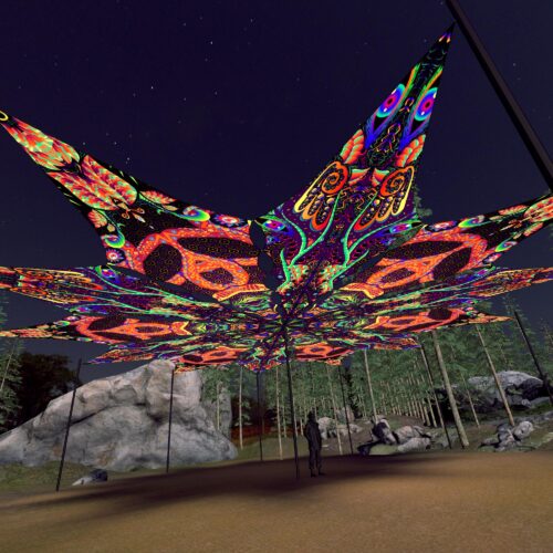 Trippy Scales and Jungle - 12 Petals Canopy Set - UV-Reactive Flurescent Ceiling Decoration - 3D-Preview