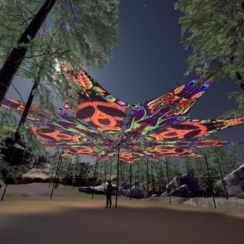 Trippy Scales and Jungle - 12 Petals Canopy Set - UV-Reactive Flurescent Ceiling Decoration - 3D-Preview