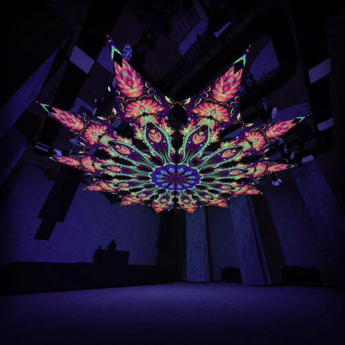 Tropical Venom - 12 Petals Canopy Set - UV-Reactive Flurescent Ceiling Decoration - 3D-Preview