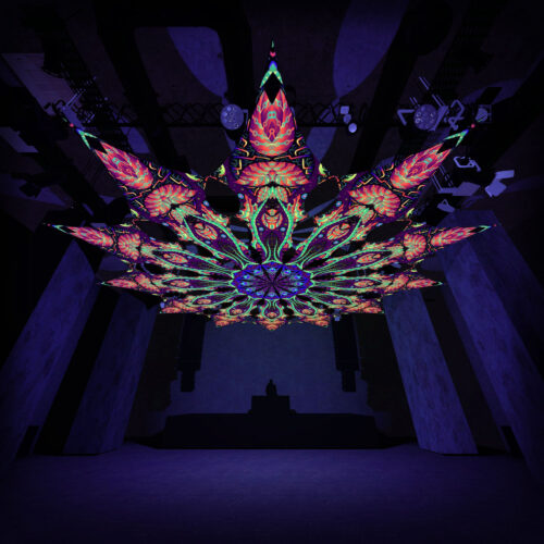 Tropical Venom - 12 Petals Canopy Set - UV-Reactive Flurescent Ceiling Decoration - 3D-Preview
