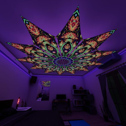 Tropical Venom - 12 Petals Canopy Set - UV-Reactive Flurescent Ceiling Decoration - 3D-Preview