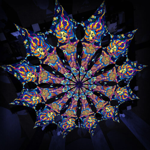 Acid Mother - 12 Petals Canopy Set - UV-Reactive Flurescent Ceiling Decoration - 3D-Preview