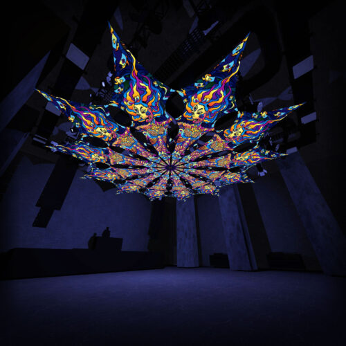 Acid Mother - 12 Petals Canopy Set - UV-Reactive Flurescent Ceiling Decoration - 3D-Preview