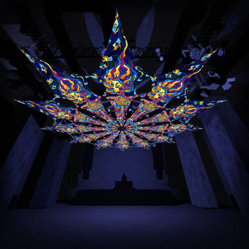 Acid Mother - 12 Petals Canopy Set - UV-Reactive Flurescent Ceiling Decoration - 3D-Preview