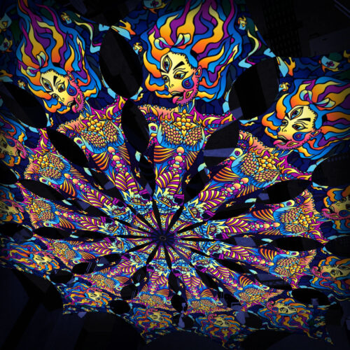 Acid Mother - 12 Petals Canopy Set - UV-Reactive Flurescent Ceiling Decoration - 3D-Preview