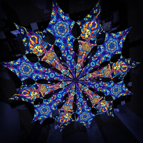 Acid Mother and Dreamy Tanzanite - 12 Petals Canopy Set - UV-Reactive Flurescent Ceiling Decoration - 3D-Preview
