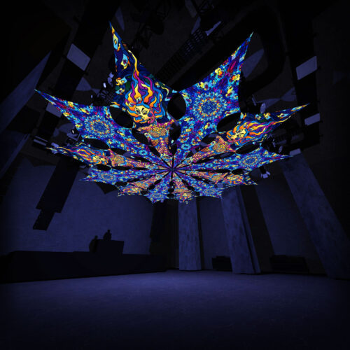 Acid Mother and Dreamy Tanzanite - 12 Petals Canopy Set - UV-Reactive Flurescent Ceiling Decoration - 3D-Preview