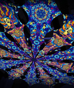 Acid Mother and Dreamy Tanzanite - 12 Petals Canopy Set - UV-Reactive Flurescent Ceiling Decoration - 3D-Preview