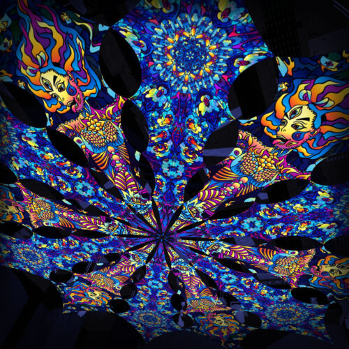 Acid Mother and Dreamy Tanzanite - 12 Petals Canopy Set - UV-Reactive Flurescent Ceiling Decoration - 3D-Preview