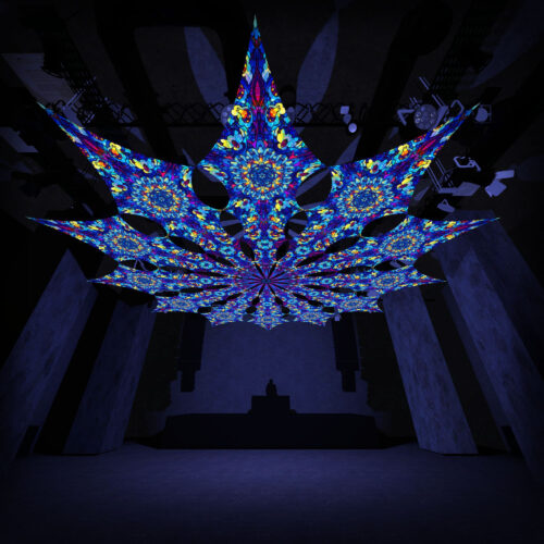 Dreamy Tanzanite - 12 Petals Canopy Set - UV-Reactive Flurescent Ceiling Decoration - 3D-Preview