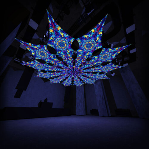 Dreamy Tanzanite - 12 Petals Canopy Set - UV-Reactive Flurescent Ceiling Decoration - 3D-Preview