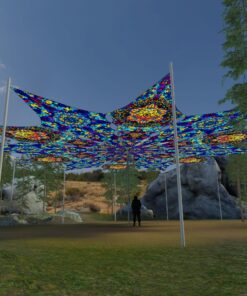 Dreamy Tanzanite and Fire Mushrooms - 12 Petals Canopy Set - UV-Reactive Flurescent Ceiling Decoration - 3D-Preview