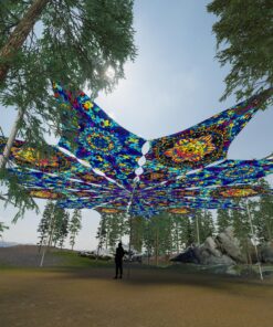 Dreamy Tanzanite and Fire Mushrooms - 12 Petals Canopy Set - UV-Reactive Flurescent Ceiling Decoration - 3D-Preview