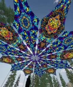 Dreamy Tanzanite and Fire Mushrooms - 12 Petals Canopy Set - UV-Reactive Flurescent Ceiling Decoration - 3D-Preview