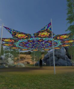 Fire Mushrooms - 12 Petals Canopy Set - UV-Reactive Flurescent Ceiling Decoration - 3D-Preview