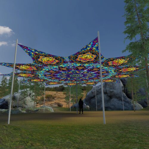 Fire Mushrooms - 12 Petals Canopy Set - UV-Reactive Flurescent Ceiling Decoration - 3D-Preview