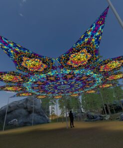 Fire Mushrooms - 12 Petals Canopy Set - UV-Reactive Flurescent Ceiling Decoration - 3D-Preview