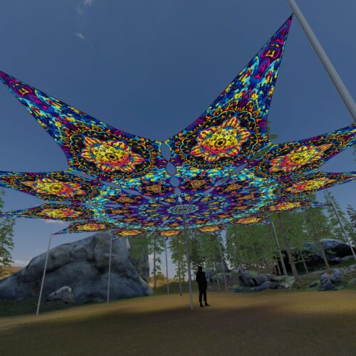 Fire Mushrooms - 12 Petals Canopy Set - UV-Reactive Flurescent Ceiling Decoration - 3D-Preview