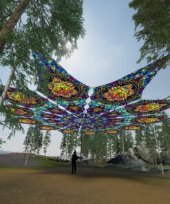 Fire Mushrooms - 12 Petals Canopy Set - UV-Reactive Flurescent Ceiling Decoration - 3D-Preview