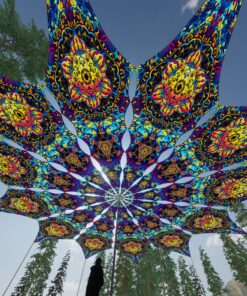 Fire Mushrooms - 12 Petals Canopy Set - UV-Reactive Flurescent Ceiling Decoration - 3D-Preview