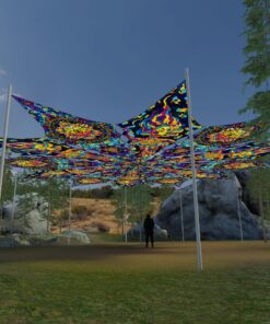 Fire Mushrooms and Acid Mother - 12 Petals Canopy Set - UV-Reactive Flurescent Ceiling Decoration - 3D-Preview