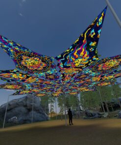 Fire Mushrooms and Acid Mother - 12 Petals Canopy Set - UV-Reactive Flurescent Ceiling Decoration - 3D-Preview