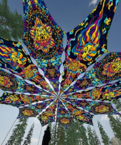 Fire Mushrooms and Acid Mother - 12 Petals Canopy Set - UV-Reactive Flurescent Ceiling Decoration - 3D-Preview