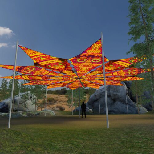 DMTemple and DMTizzin - 12 Petals Canopy Set - UV-Reactive Flurescent Ceiling Decoration - 3D-Preview