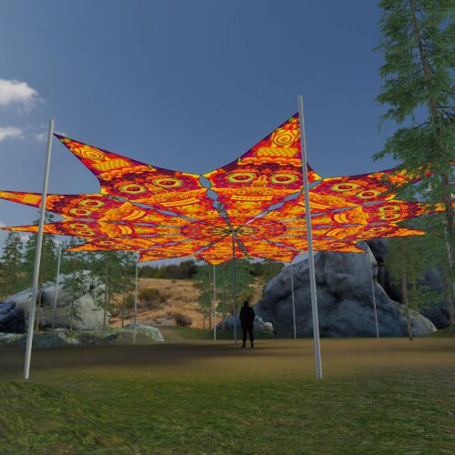 DMTizzin - 12 Petals Canopy Set - UV-Reactive Flurescent Ceiling Decoration - 3D-Preview