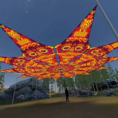 DMTizzin - 12 Petals Canopy Set - UV-Reactive Flurescent Ceiling Decoration - 3D-Preview