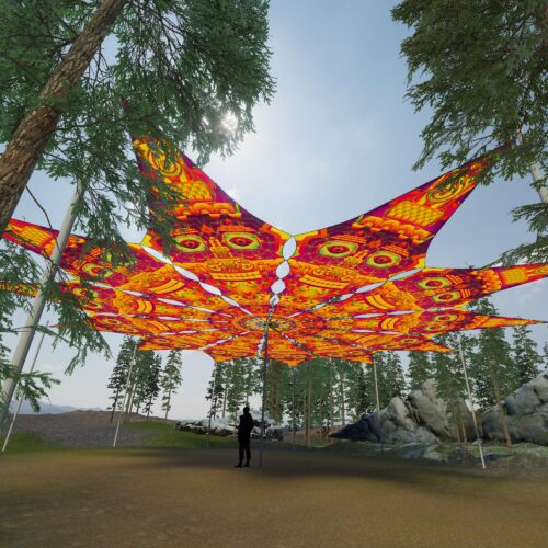 DMTizzin - 12 Petals Canopy Set - UV-Reactive Flurescent Ceiling Decoration - 3D-Preview