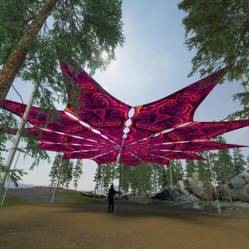 Sacred Vine - 12 Petals Canopy Set - UV-Reactive Flurescent Ceiling Decoration - 3D-Preview