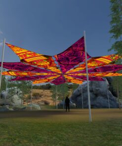 Sacred Vine and DMTemple - 12 Petals Canopy Set - UV-Reactive Flurescent Ceiling Decoration - 3D-Preview