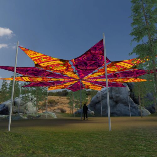 Sacred Vine and DMTemple - 12 Petals Canopy Set - UV-Reactive Flurescent Ceiling Decoration - 3D-Preview