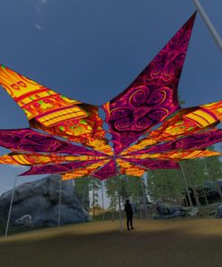 Sacred Vine and DMTemple - 12 Petals Canopy Set - UV-Reactive Flurescent Ceiling Decoration - 3D-Preview
