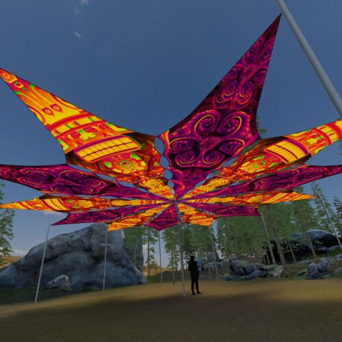 Sacred Vine and DMTemple - 12 Petals Canopy Set - UV-Reactive Flurescent Ceiling Decoration - 3D-Preview