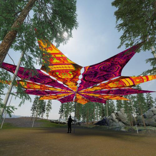 Sacred Vine and DMTemple - 12 Petals Canopy Set - UV-Reactive Flurescent Ceiling Decoration - 3D-Preview
