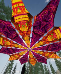 Sacred Vine and DMTemple - 12 Petals Canopy Set - UV-Reactive Flurescent Ceiling Decoration - 3D-Preview